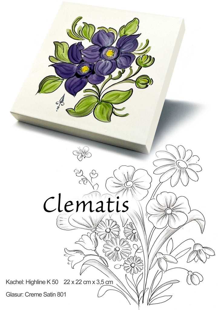 Ofenkacheln Blumen "Clematis"