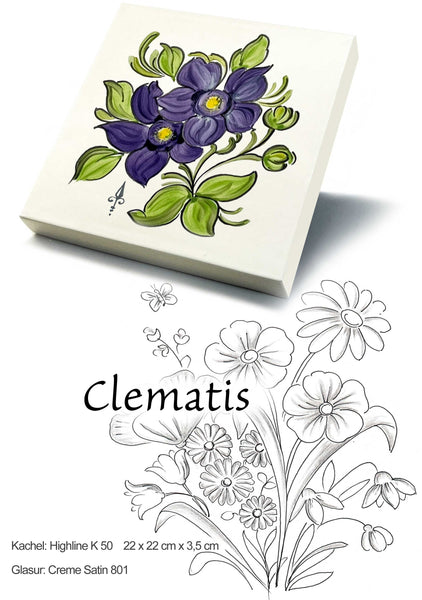 Ofenkacheln Blumen "Clematis"