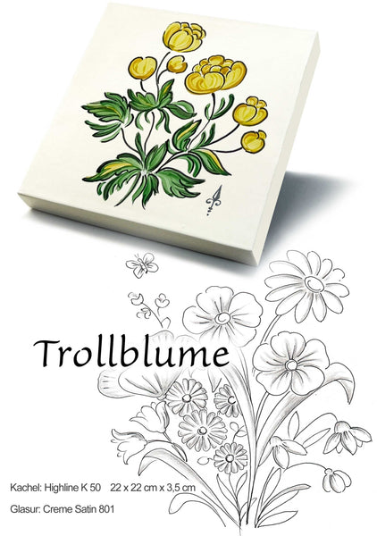 Ofenkacheln Blumen "Trollblume"