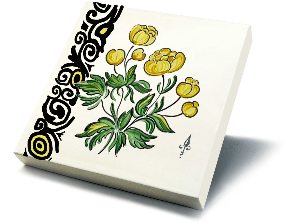 Ofenkacheln Blumen "Trollblume"