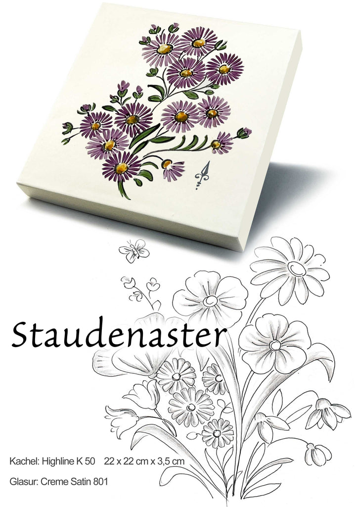 Ofenkacheln Blumen "Staudenaster"