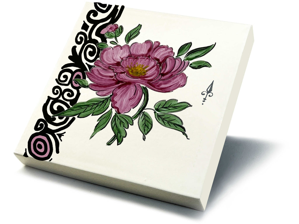 Ofenkacheln Blumen "Pfingstrose"