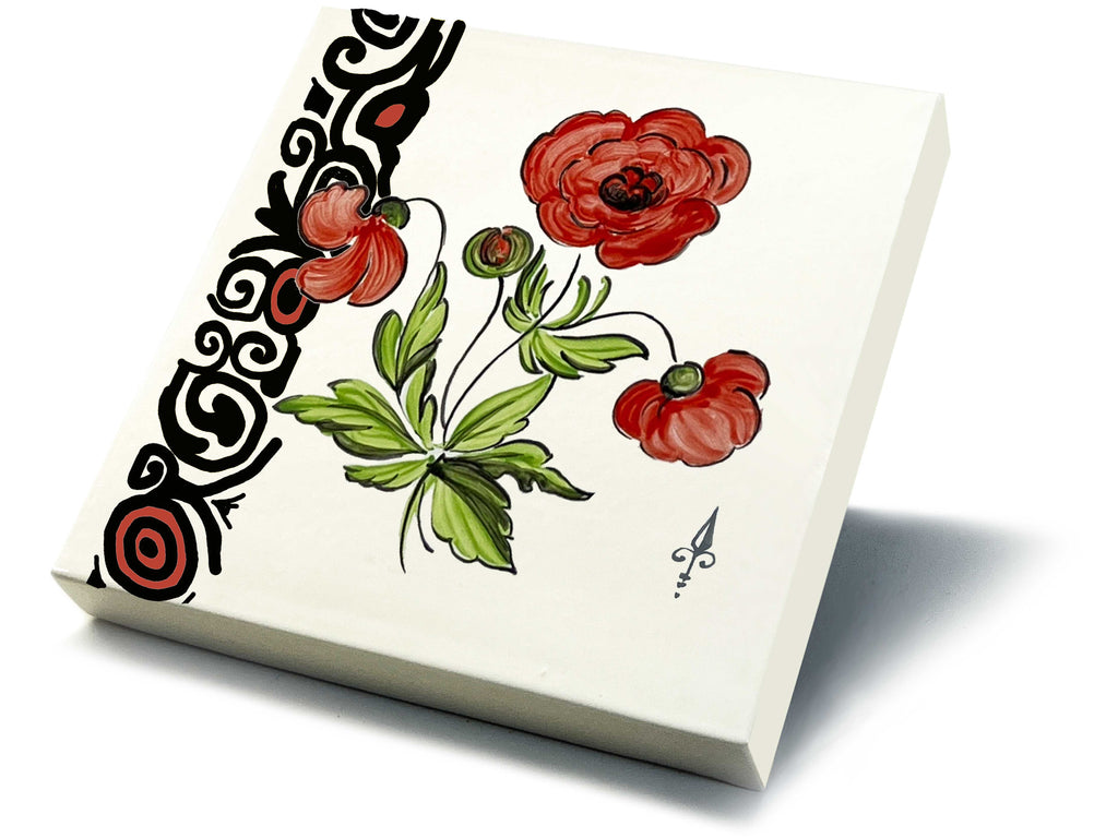 Ofenkacheln Blumen "Mohnblume"