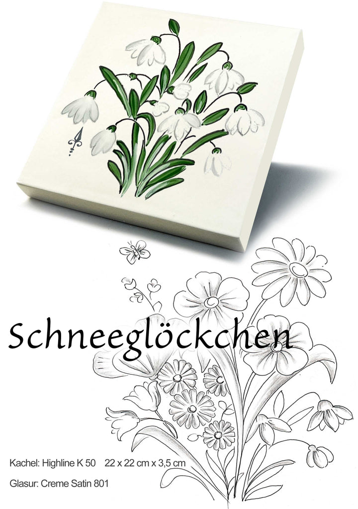 Ofenkacheln Blumen "Schneeglöckchen"