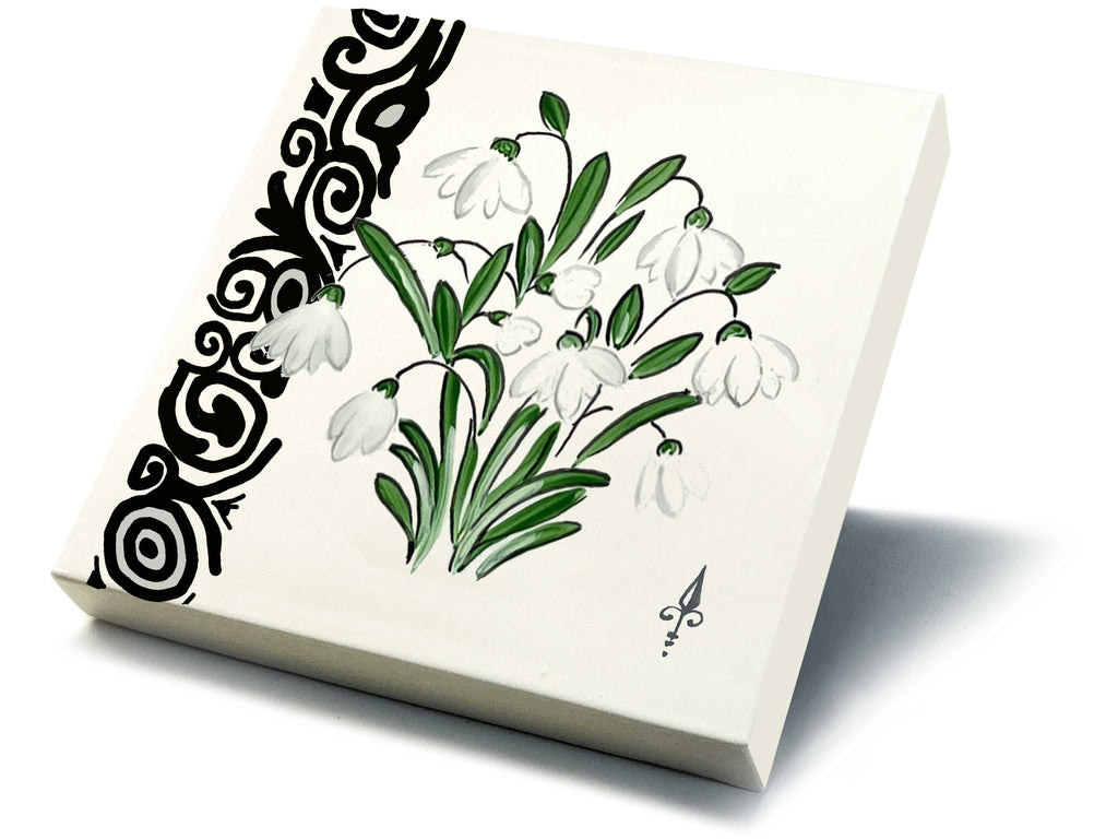 Ofenkacheln Blumen "Schneeglöckchen"