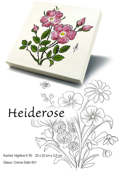 Ofenkacheln Blumen "Heiderose"