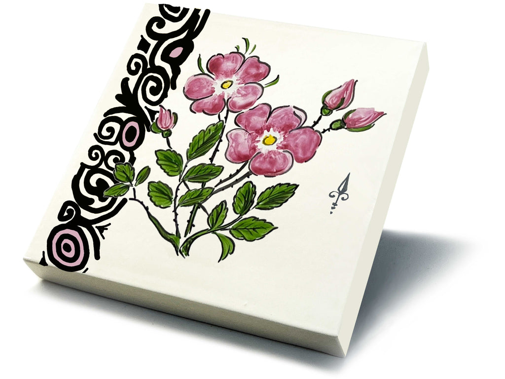 Ofenkacheln Blumen "Heiderose"