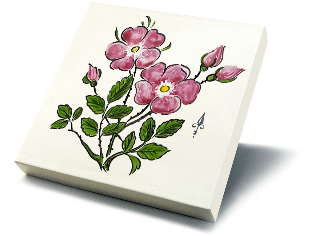 Ofenkacheln Blumen "Heiderose"