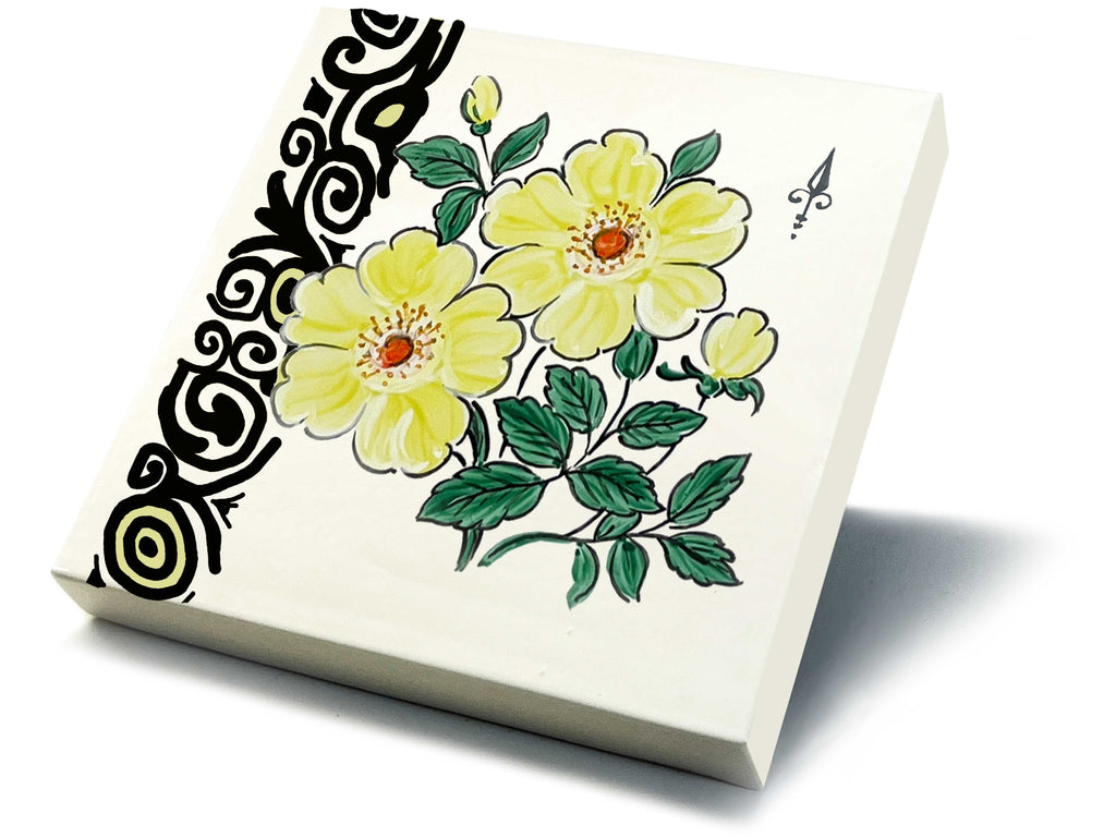 Ofenkacheln Blumen "Gelbe Rose"