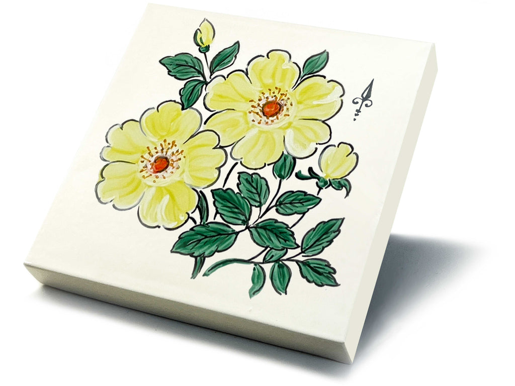 Ofenkacheln Blumen "Gelbe Rose"