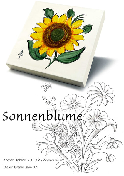Ofenkacheln Blumen "Sonnenblume"