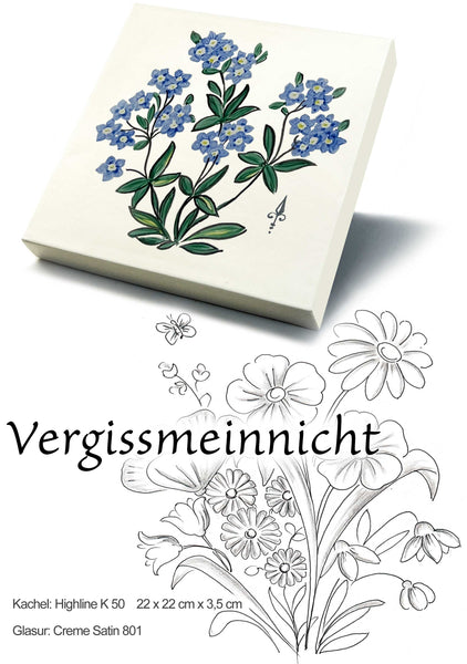 Ofenkacheln Blumen "Vergissmeinnicht"