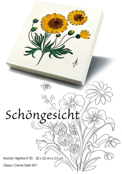 Ofenkacheln Blumen "Schöngesicht"