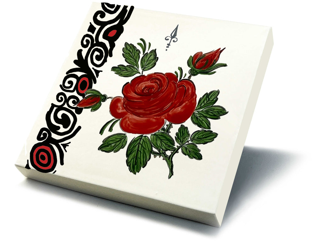 Ofenkacheln Blumen "Rose"