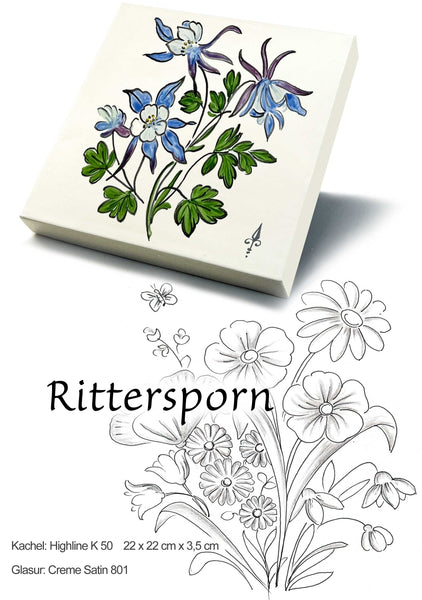 Ofenkacheln Blumen "Rittersporn"