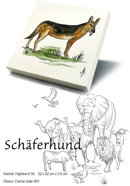 Ofenkacheln Tiere "Schäferhund"