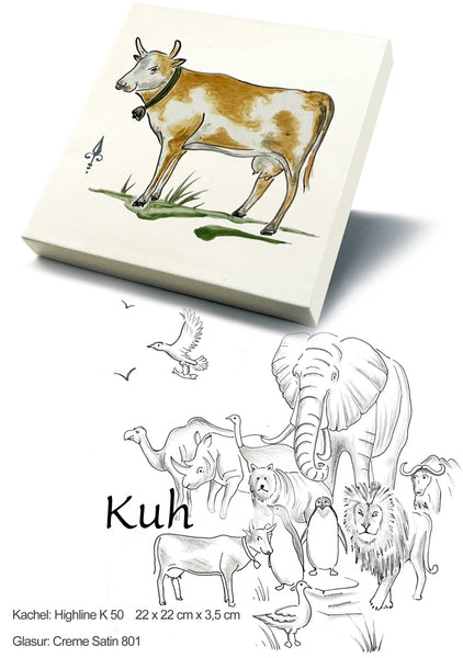 Ofenkacheln Tiere "Kuh"