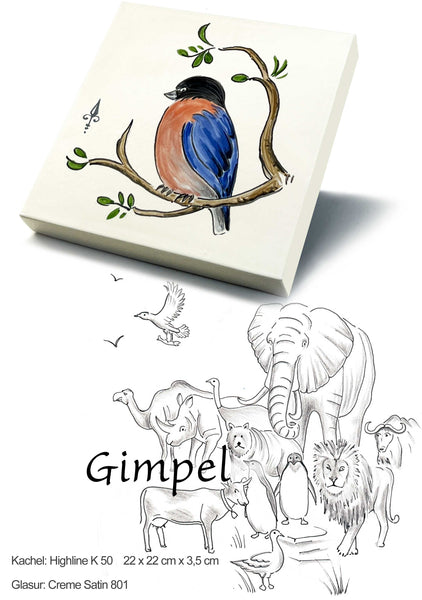 Ofenkacheln Tiere "Gimpel"