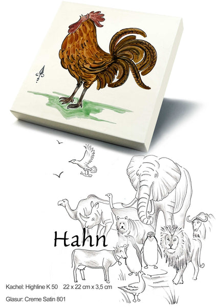 Ofenkacheln Tiere "Hahn"