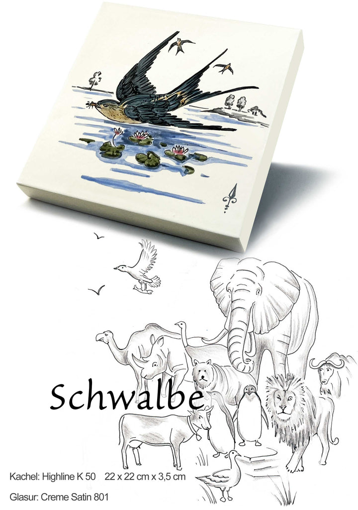 Ofenkacheln Tiere "Schwalbe"