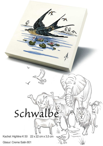 Ofenkacheln Tiere "Schwalbe"