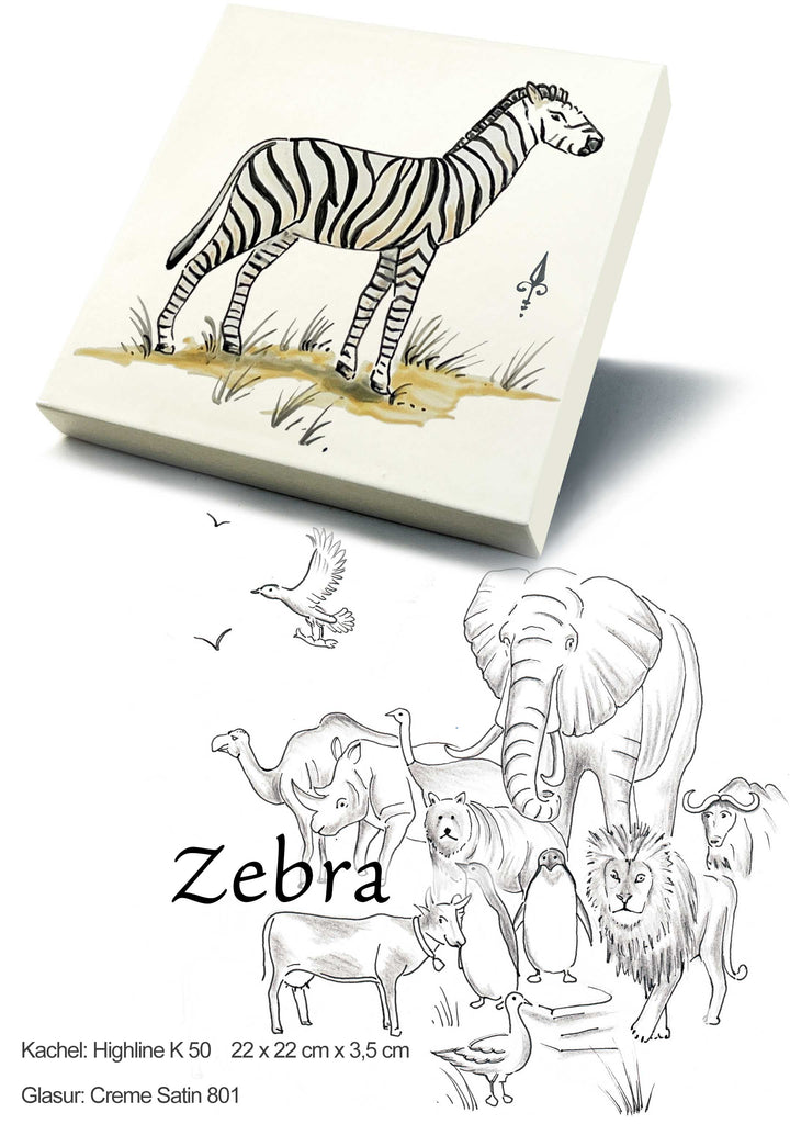 Ofenkacheln Tiere "Zebra"