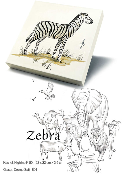 Ofenkacheln Tiere "Zebra"