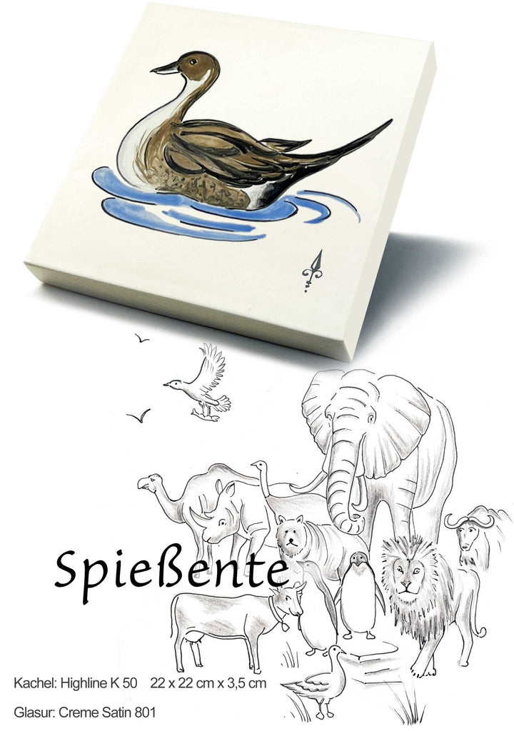 Ofenkacheln Tiere "Spießente"