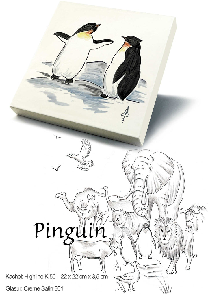 Ofenkacheln Tiere "Pinguin"