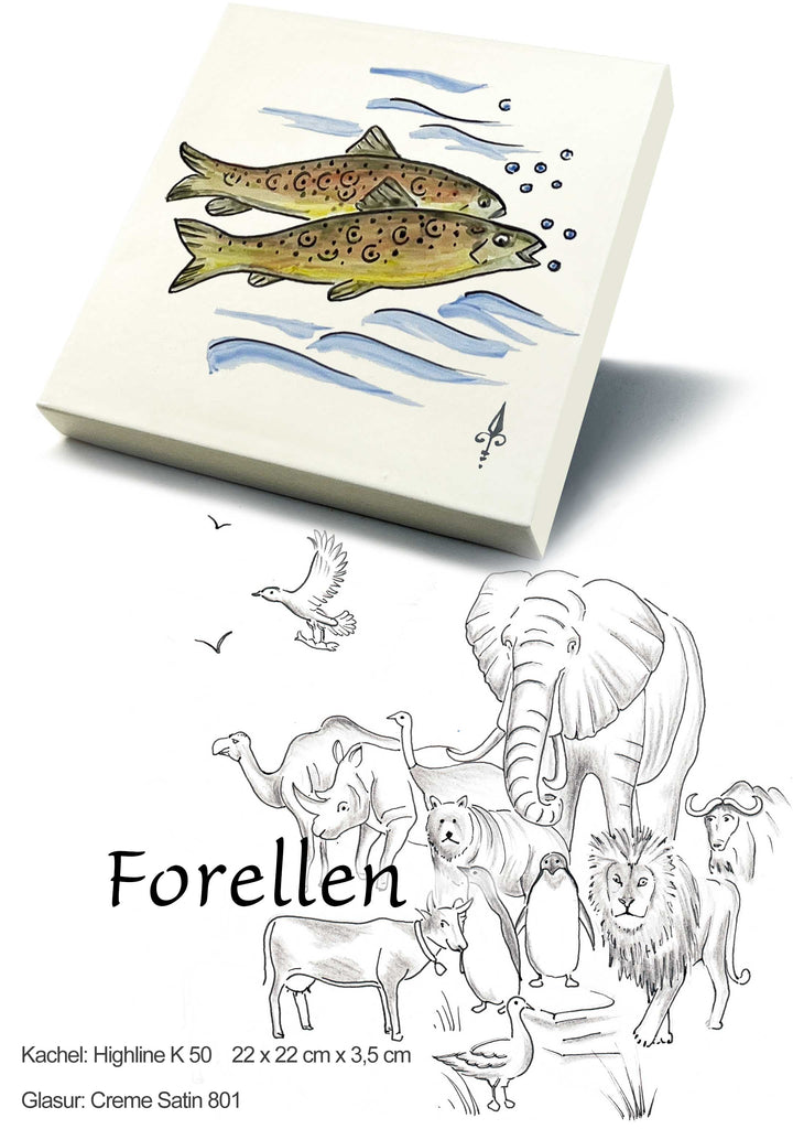 Ofenkacheln Tiere "Forellen"