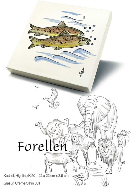 Ofenkacheln Tiere "Forellen"