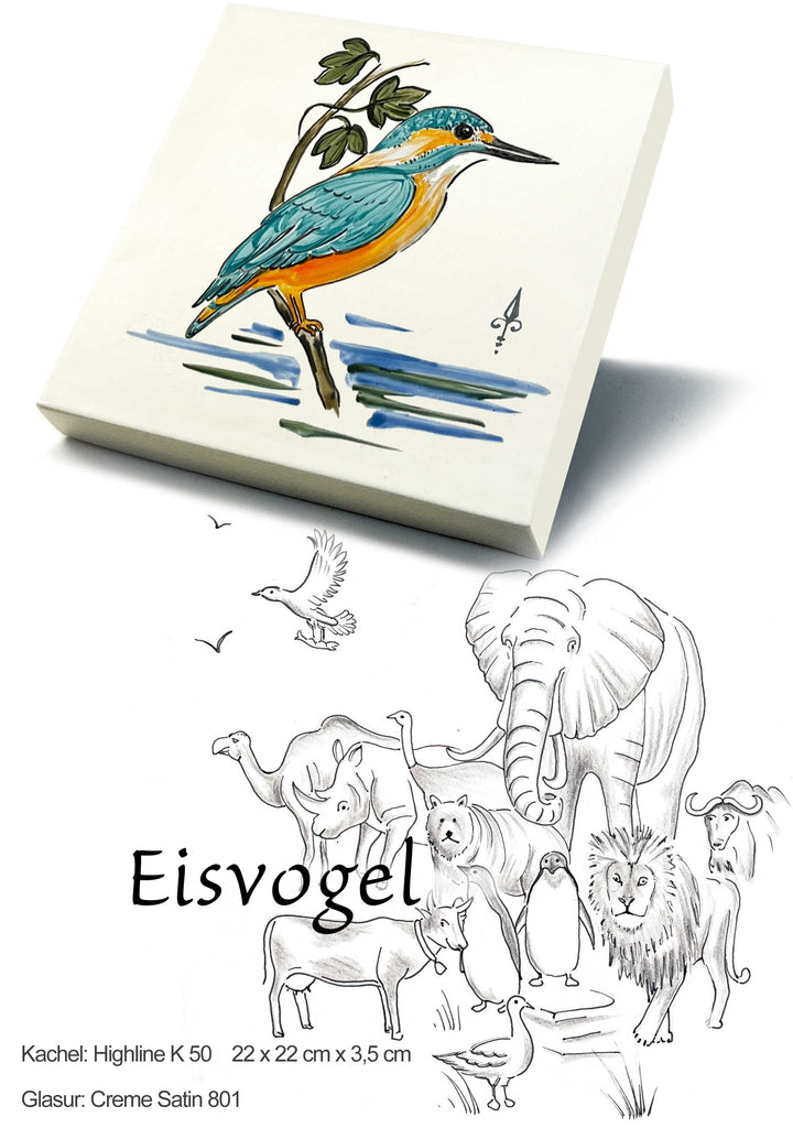 Ofenkacheln Tiere "Eisvogel"