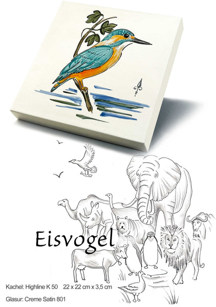 Ofenkacheln Tiere "Eisvogel"