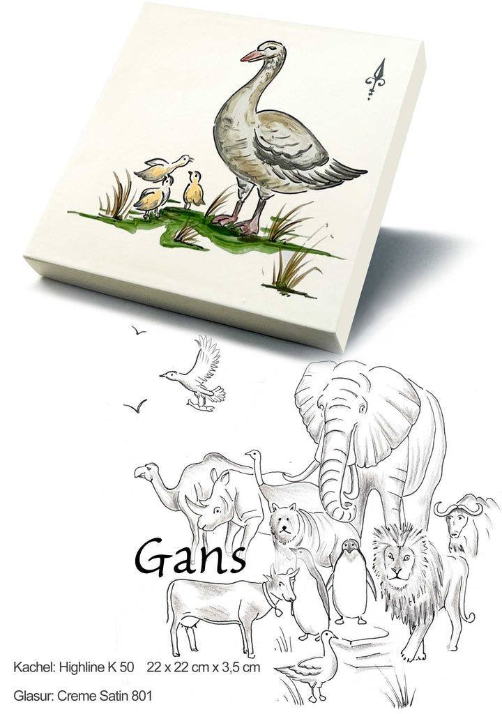 Ofenkacheln Tiere "Gans"