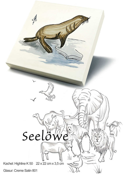 Ofenkacheln Tiere "Seelöwe"