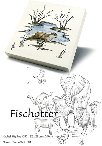 Ofenkacheln Tiere "Fischotter"