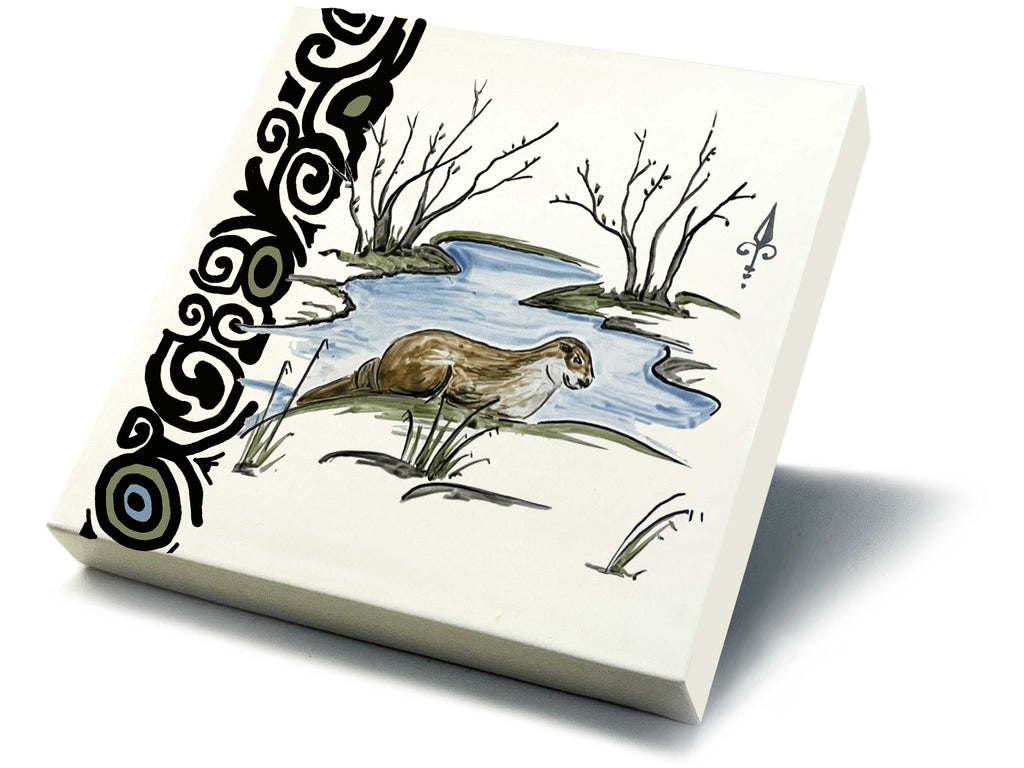 Ofenkacheln Tiere "Fischotter"