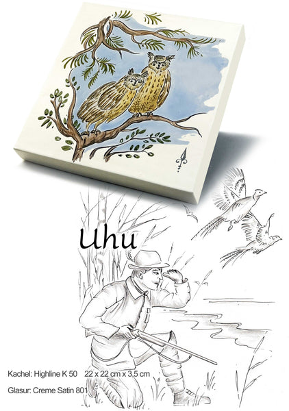 Ofenkacheln Jagd "Uhu"