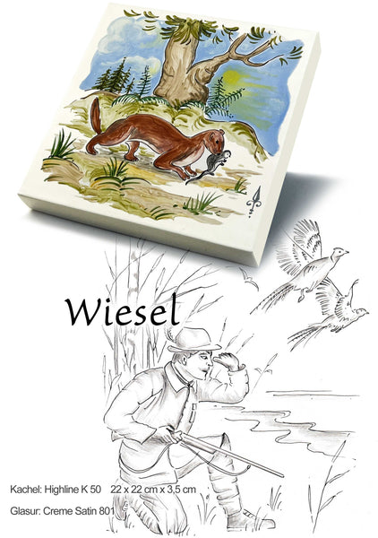 Ofenkacheln Jagd "Wiesel"
