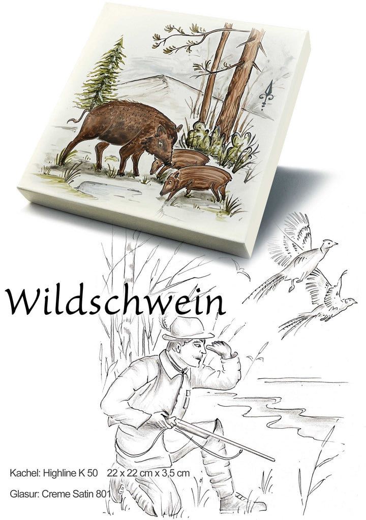 Ofenkacheln Jagd "Wildschwein"
