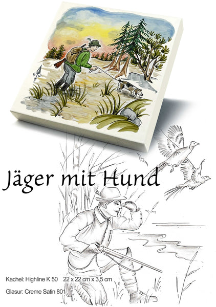 Ofenkacheln Jagd "Jäger mit Hund"
