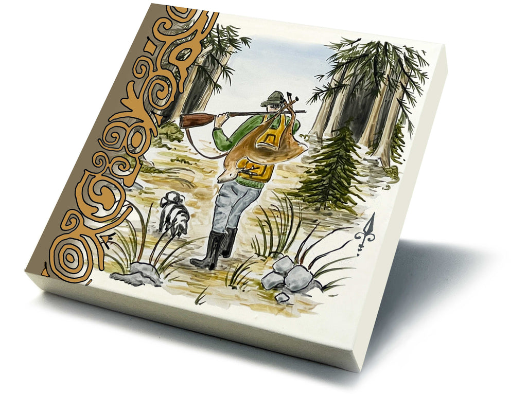 Ofenkacheln Jagd "Jäger mit Reh"