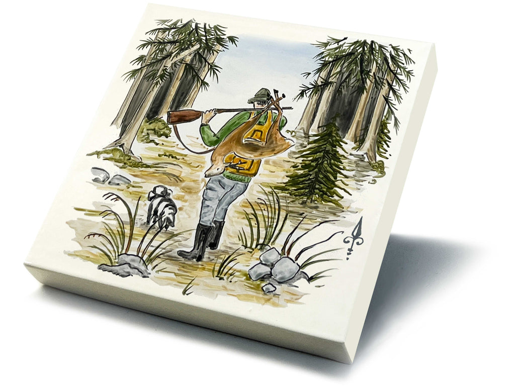 Ofenkacheln Jagd "Jäger mit Reh"