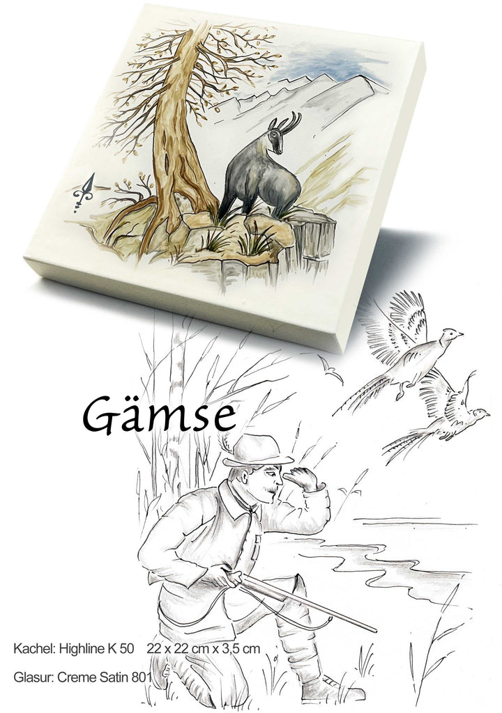 Ofenkacheln Jagd "Gämse"
