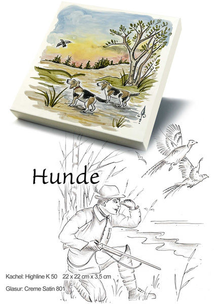 Ofenkacheln Jagd "Hunde"