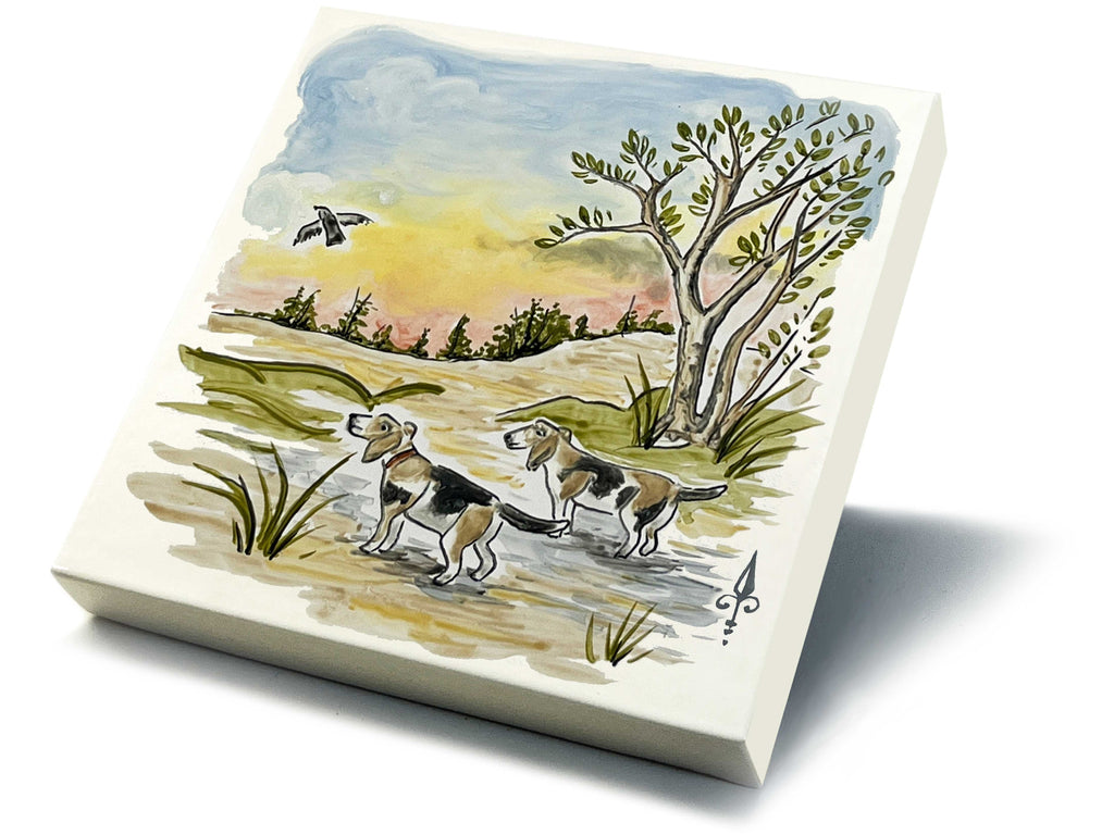 Ofenkacheln Jagd "Hunde"