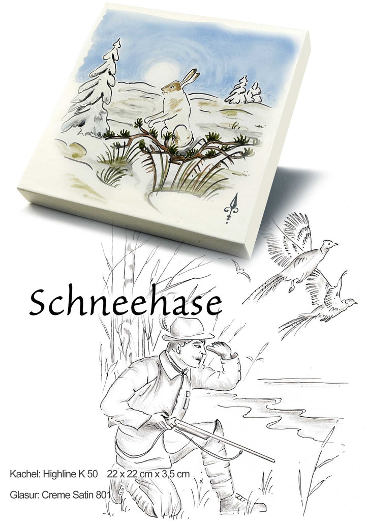 Ofenkacheln Jagd "Schneehase"