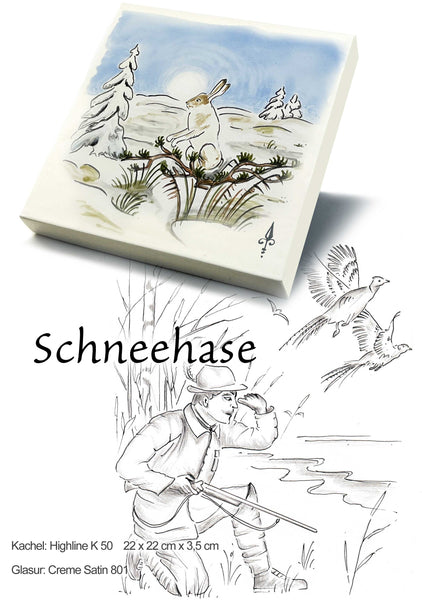 Ofenkacheln Jagd "Schneehase"