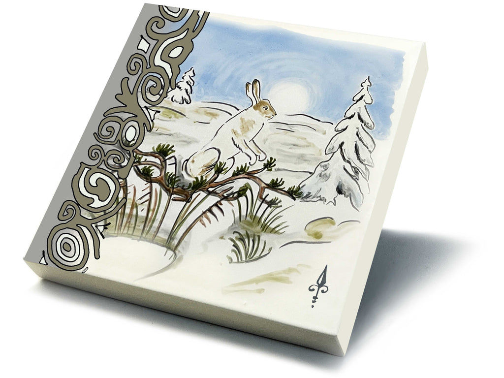 Ofenkacheln Jagd "Schneehase"