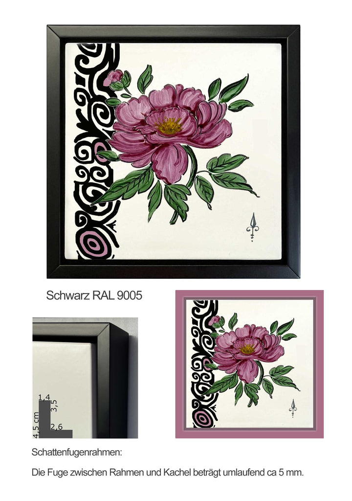 Ofenkacheln Blumen "Pfingstrose"